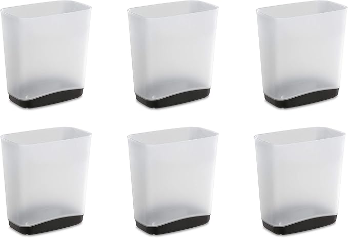Sterilite 3.3 Gallon Slim Waste Basket Wastebasket Small Clear with Flat Gray base