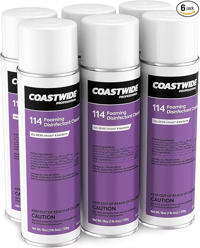 Professional 114 Foaming Disinfectant Cleaner 19 Oz. 6 Cans/Carton
