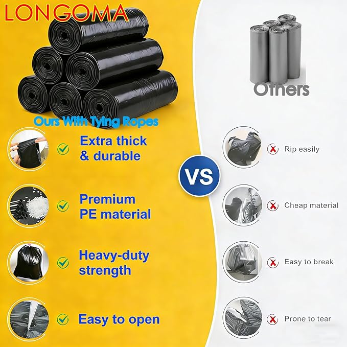 45 Gallon Trash Bags Heavy Duty Large Plastics Garbage Bags 70 Count 2.0 Mil Extra Thick 36”x 44”Trash Can Liners Garbage Trash Bag for Industrial Home Kitchen Commercial Yard Lawn Leaf