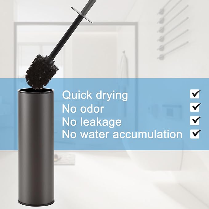 BGL Gunmetal Grey Toilet Brush and HolderStainless Steel Toilet Brushes for Bathroom with Holder