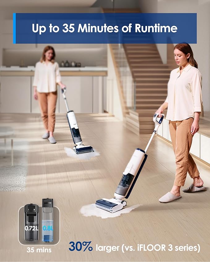 Tineco iFLOOR 5 Breeze Complete Wet Dry Vacuum Cordless Floor Washer One-Step Cleaning for Hard Floors Edge Clean Auto Self-Cleaning Lightweight &amp Cordless Design