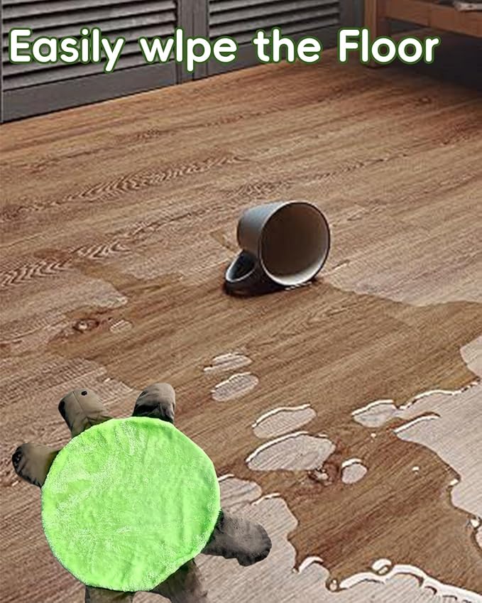 Floor Turtle Foot Mop Cute Double-Sided Turtle Foot Mops Cute Double-Sided Turtles Shaped Floor Cleaning Pad or Dust and Hair Washable Reusable Foot Cleaner (23.62 in)