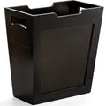 TOPZEA Bamboo Waste Basket Rectangular Slim Trash Can Wood Wastebasket with Handles Wooden Small Garbage Can Trash Bin for Bathroom Office Kitchen Craft Room Bedroom RV 10.5x 6x 11 Black