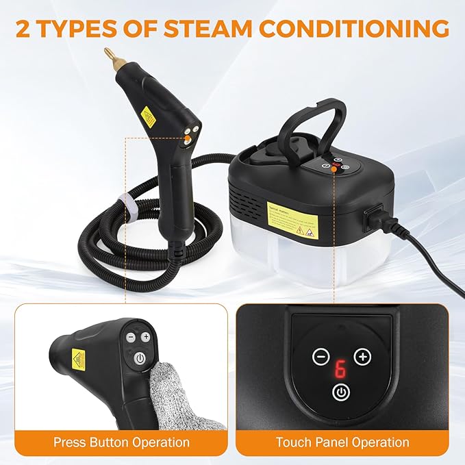 BEAMNOVA Steam Cleaner for Car Detailing 1.2L (41oz) Water Tank Portable Handheld Steamer for Cleaning Steam Gun High Pressure Multipurpose Steam Machine Black