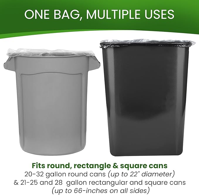 Betta 30-33 Gallon Clear Trash Bags 100 Count Box (33x39-inch) Commercial Heavy-Duty Garbage Can Liners for 20-32 Gallon Round Cans 23-29 Gallon Slim and Square Cans