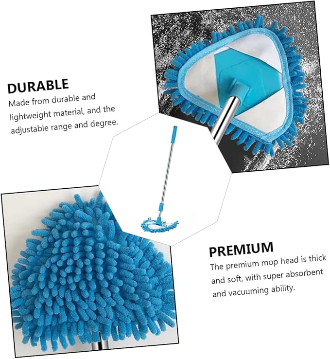 1Pc Triangular Mop Telescopic Rotatable Household Cleaning Mop Lightweight Design for Rotation Soft Absorbent Head Friends