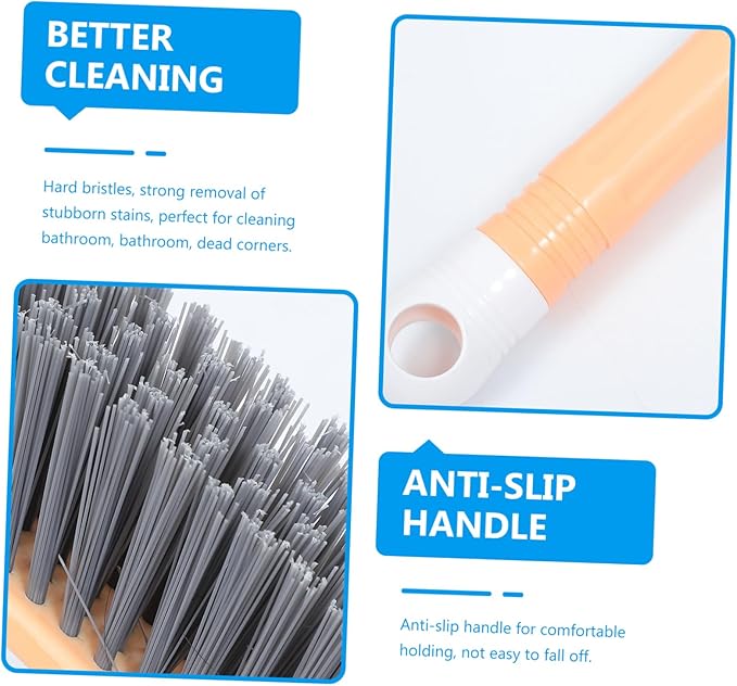 3 Pieces Floor Cleaning Brush Tile Grout Brush Kitchen Scrubbing Cleaning Brush Stiff Grout Cleaner Abs Bathroom Brush Broom (Naranja Nórdico 31X5.5X121CM)