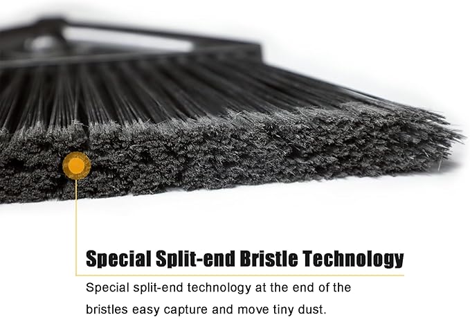 Heavy Duty Broom Outdoor Indoor Upgraded Commercial Angle Brooms Black Broom for Sweeping House Restaurant Kitchen Garage Courtyard
