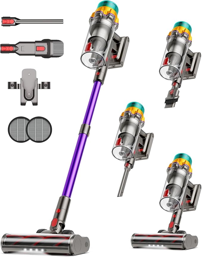 Cordless Vacuum Cleaner 50KPA 65Mins XL Dust Cup Vacuum Cleaners for Home Stick Vacuum with Anti-Tangle BrushLED DisplaySelf-Standing Vacuum Cordless for Hardwood Floor Carpet Pet Hair