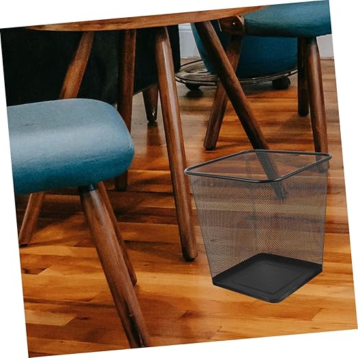 Toyvian 2pcs Mesh Design Square Wastebasket with Sturdy Iron Frame Black Wire Trash Cans for Household and Office Use Open Top Breathable Mesh Bins for and Easy Garbage Disposal