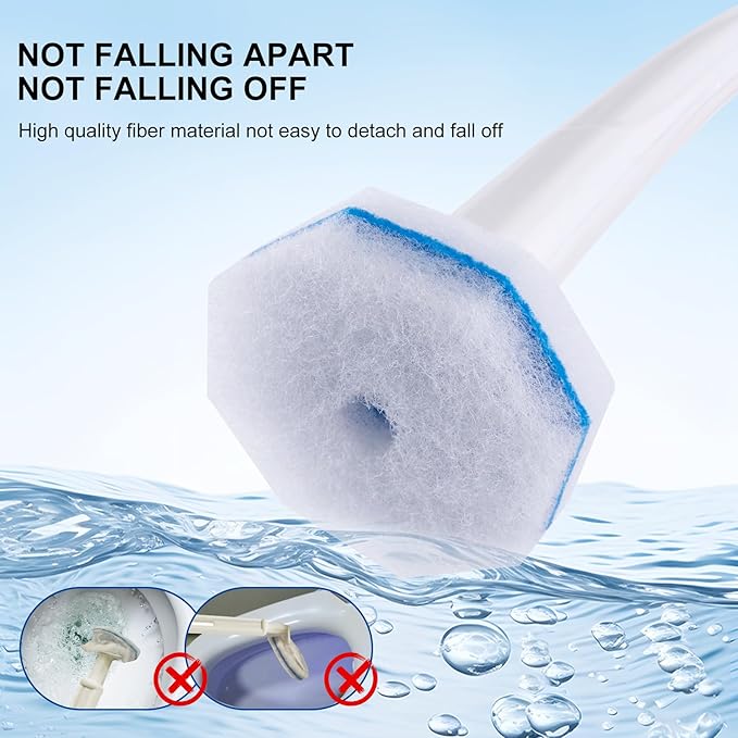 Upgraded 60pcs Toilet Wand Refills fits Clorox Toilet Wand Thickened Cleaning Layer Won’t Fall Apart Disposable Bathroom Cleaning Scrub Pads with Fresh Scent for Home &amp Commercial Use