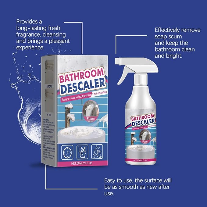YWBL-WH Bathroom Cleaner Strong Dirt Removal Fast Evaporation Gentle 60ml with Mild Formula Safe for Shower Bathtub Sink Tile (60ml*5)