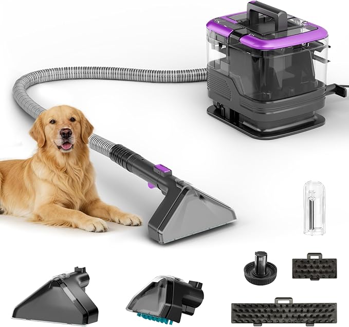 Upholstery Cleaner Machine Portable Carpet &amp 35Kpa Upholstery Spot Cleaner Machine Deep Stain Cleaning for Carpet Pets Stairs Car Seat Couch with Dual Size BrushHeadpueple (purple)