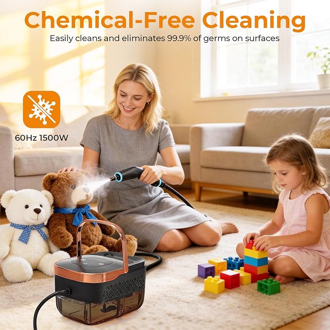BEAMNOVA Handheld Steam Cleaner Car Steamer for Auto Detailing High-Pressure Multi-Purpose Steam Cleaning Machine 42 oz for Car Interior Kitchen Bathroom Grout &amp Tile Floors Rose Gold