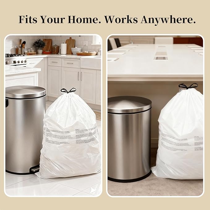 21 Gallon Drawstring Trash Bags 80L Extra Large Kitchen Garbage Bags 100ct 1.2 Mil Extra Strong Leak-Proof Liners for Home &amp Kitchen Office Unscented White Heavy Duty