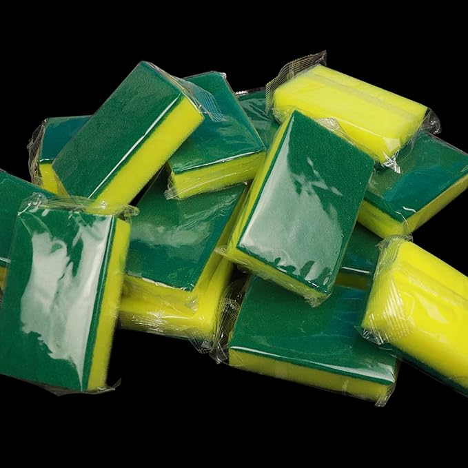 Individually Wrapped Sponges 78 Pack Sponges Individually Wrapped for Home Kitchen Scrub Dish Dishes Dishwashing Cleaning Non Scratch Scrubber Sink Bulk Case Small Mini -(1.18inches/3cm)