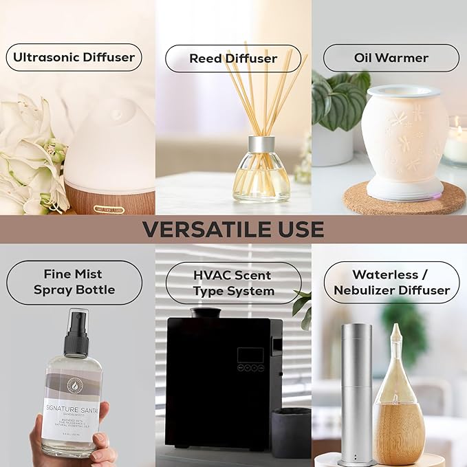 Aroma Country Signature Santal Diffuser Oil - Luxury Essential Oils for Diffuser Refill &amp Air Freshener Room Spray - Long-Lasting &amp Natural Home Fragrance Sandalwood Scented Oil (8.5 Fl. oz)