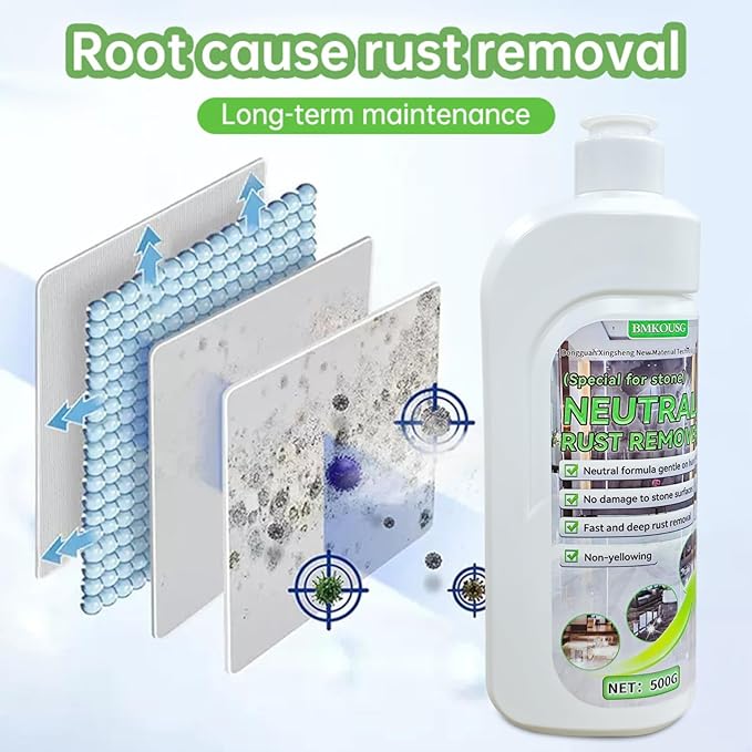 500ml Rust Stain Remover Neutral Metal Cleaner Marble Rust Remover - Powerful and Effective in Removing Rust and Stains From Marble Granite Tile and Metal (500 Milliliters)