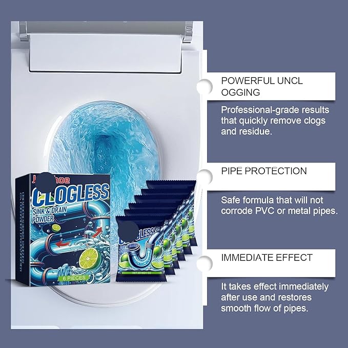 Drain Cleaner Powder Box - Unclog Kitchen &amp Bathroom Pipes Remove Odors &amp Grease Eco-Friendly Formula Long-Lasting Use(1PCS)