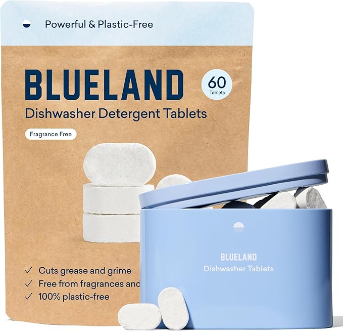 BLUELAND Dishwasher &amp Toilet Cleaner Duo | Dishwasher Detergent Tablet Starter Set | Toilet Bowl Cleaner Starter Set | No Harsh Chemicals Plant-Based | Natural Sustainable