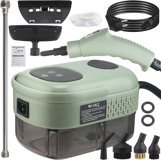 Handheld Steam Cleaner with Smart Touch Screen Portable High Pressure Steamer 6-Gears Adjustable Powerful Steame Cleaning Machine with 3 Brushes