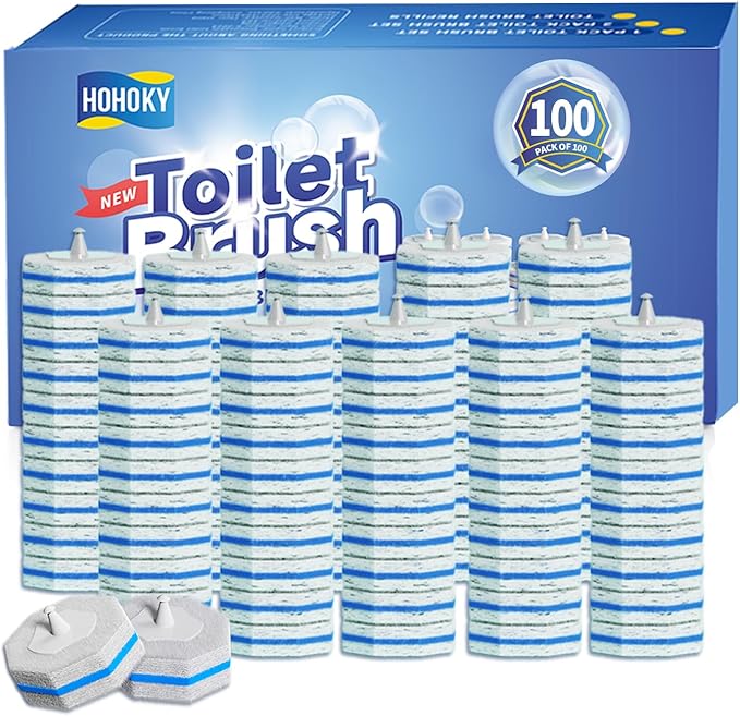 100pc Bulk Toilet Wand Refills - Disposable Toilet Brush Replacement Heads Pack for Household Cleaning Bathroom cleaners Compatible Headswashroom mats Brush Cleaning SystemClean Refill Pads.