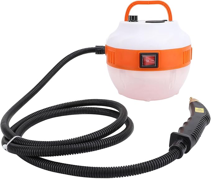 Sorandy Electric Steam Cleaning Machine with 6 Level Adjustable Buttons Handheld Steam Cleaner 1L Glass 2m Long Spray Tube for Car Detailing (US Plug 110V 2.8W)