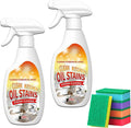 2PCS Heavy-Duty Oil Cleaner StainsClean Up Kitchen Oil Stains SprayMulti-purpose Clean Up Kitchens Heavy Oil Dutywith 5 Sponge Scourers