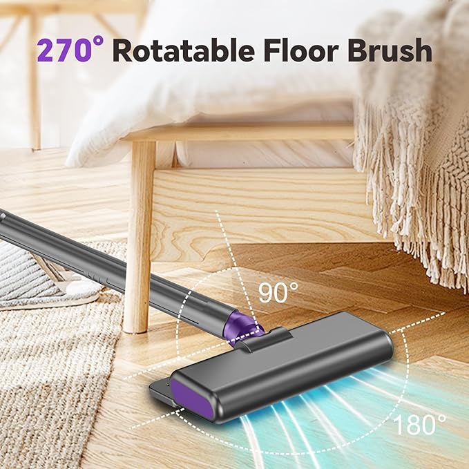 Cordless Vacuum Cleaner Powerful Suction Vacuum Cleaners for Home Stick Vacuum Cordless Rechargeable with LED Screen and 3-Speed Suction Lightweight Handheld Vacuum for Pet Hair Hard Floor Carpet