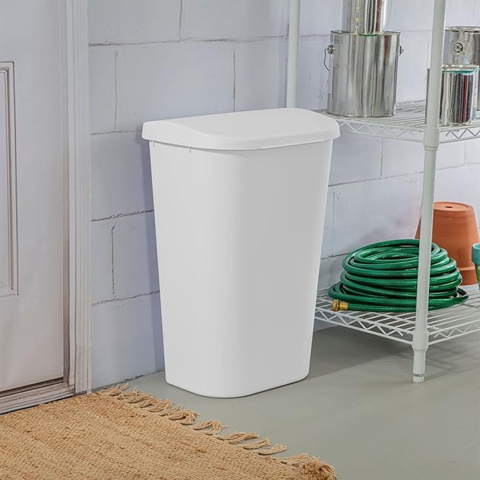 Sterilite 10758006 11.3 gal Lift Top Wastebasket White
