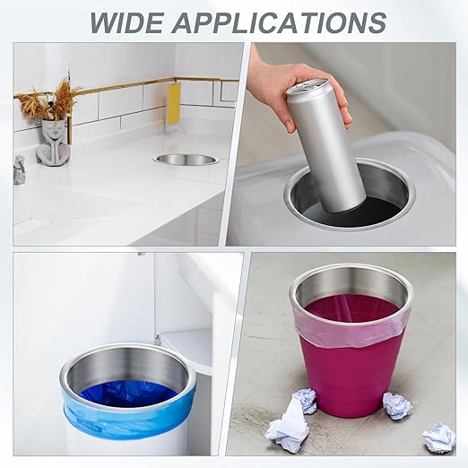 Honeydak 2 Pieces 6 (Nominal) Diameter x 2 Height 304 Polished Stainless Steel 6 x 2 Trash Grommets for Countertop Inserted Trash Kitchen Cabinet Counter Bin Ease to Install