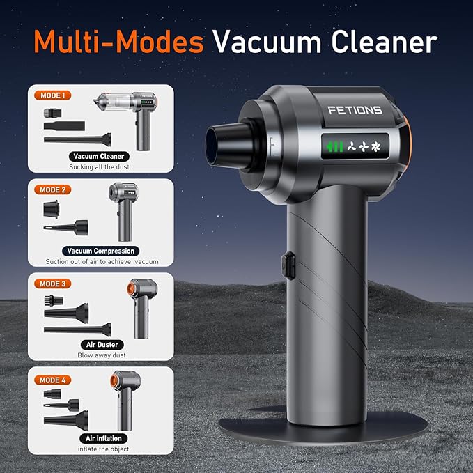 Handheld Car Vacuum Cordless3 Suction ModesPortable Mini Cordless Cleaner with 19000pa Suction PowerType-C ChargeHandheld Vacuum for CarHomeOffice