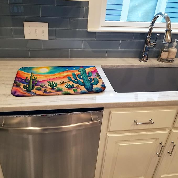 Caroline's Treasures DAC1416DDM Cactus in Color Dish Drying Mat Absorbent Dish Drying Mat Pad for Kitchen Counter Dish Drainer Mat for Countertop 14 x 21 Multicolor