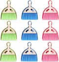 9 Pack Mini Dust Pan and Brush Set Small Hand Broom and Dustpan Set with Handle - 3 Colors Plastic Cleaning Tools for Desk Table Keyboard Car Pet Food Crumbs