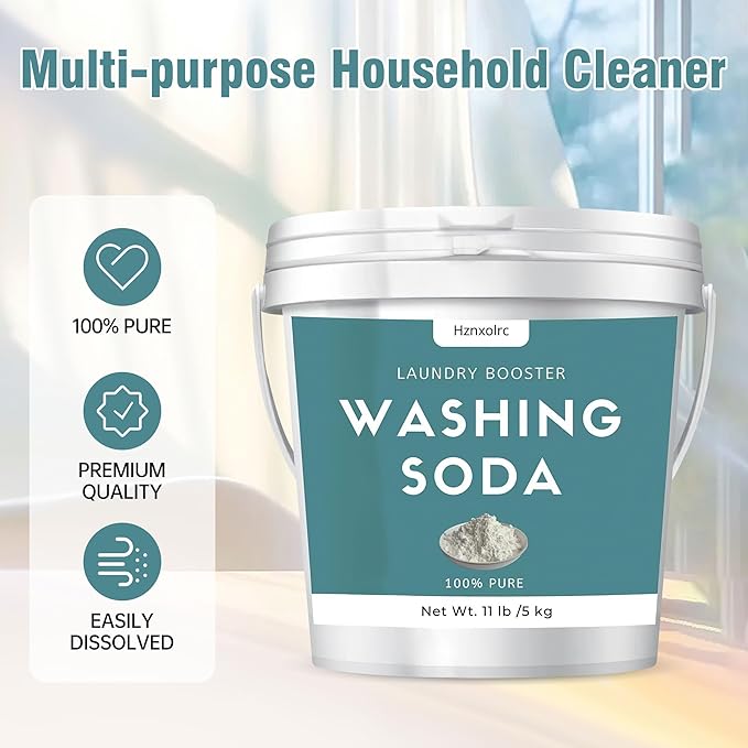 11 lb Sodium Carbonate Washing Soda Super Washing Soda For Laundry 100% Pure Household Cleaner Ideal For Cleaning Kitchens And Bathrooms Washing Soda For Dishwasher