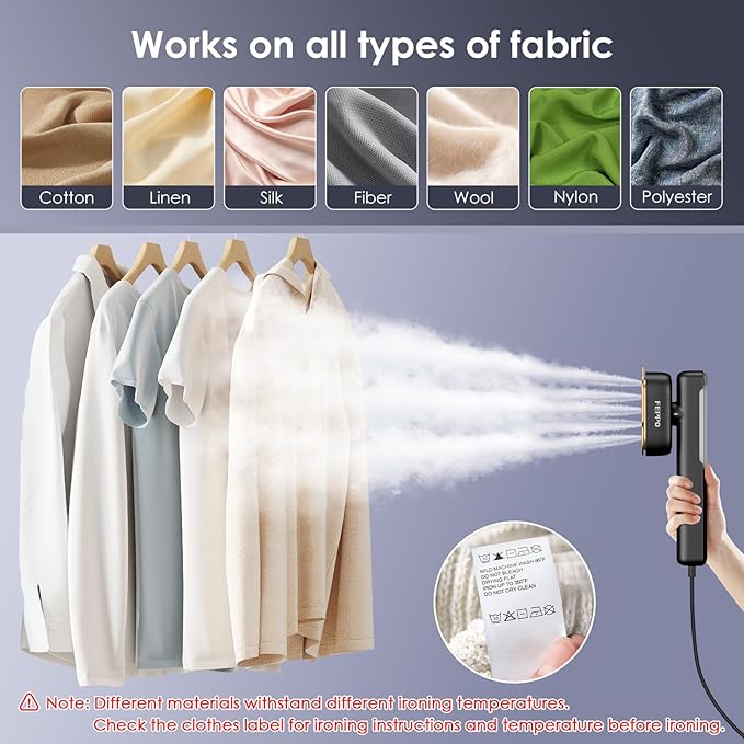 FEPPO Travel Steamer for Clothes 110-240V Dual Voltage Portable Steamer &amp Iron 2 in 1 Fast Heat Up 1100W Powerful Garment Steamer Large Ceramic Heat Panel for Home &amp Global &amp Europe Tr