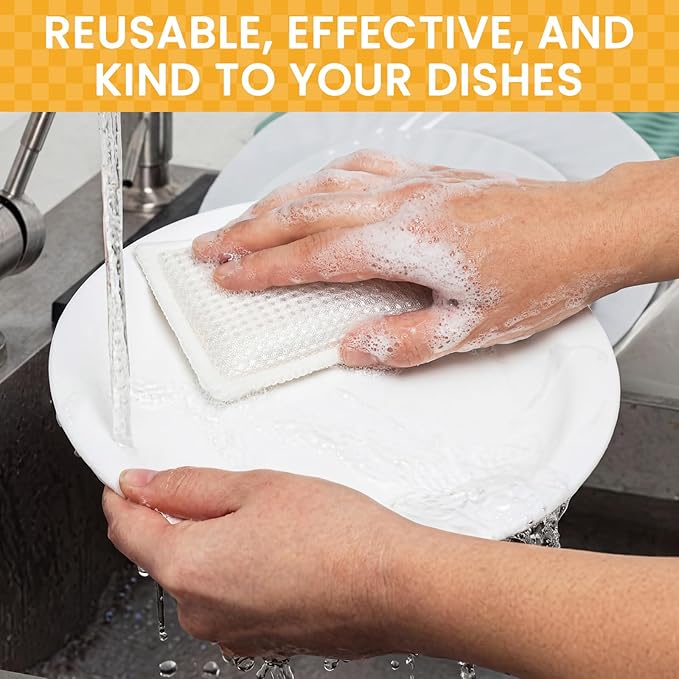 20 Pack Kitchen Bamboo Dish Sponges Cleaning Sponges Reusable Natural Pads Absorbent Non Scratch for Washing Dishes Pots and Pans (White)