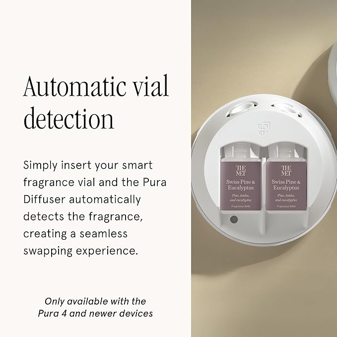 Pura &amp The Met Home Scent Refill - Smart Home Air Diffuser Fragrance - Provides Hours of Luxury Fragrance - Household Essential - Clean &amp Safe Diffuser - Single Refill Swiss Pine &amp Eucaly