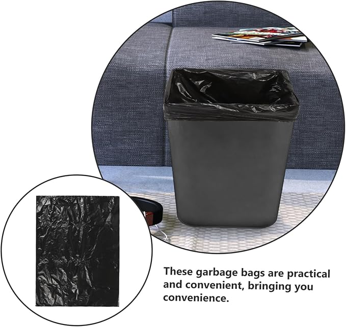 25pcs Thickened Hdpe Garbage Bags Black Trash Bags for Home Bathroom Kitchen Bedroom Strong Leak-resistant Liners for Office and Hotel Use