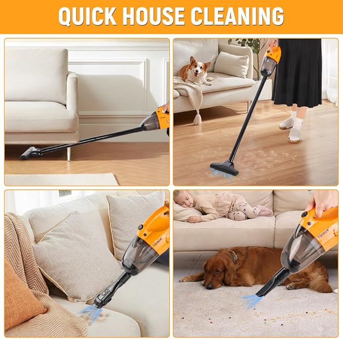 Hoteche Corded Stick Vacuum Cleaner 15KPa Suction Power 0.8L Dirt Capacity High-Efficiency Electric Broom for Home &amp Office Cleaning