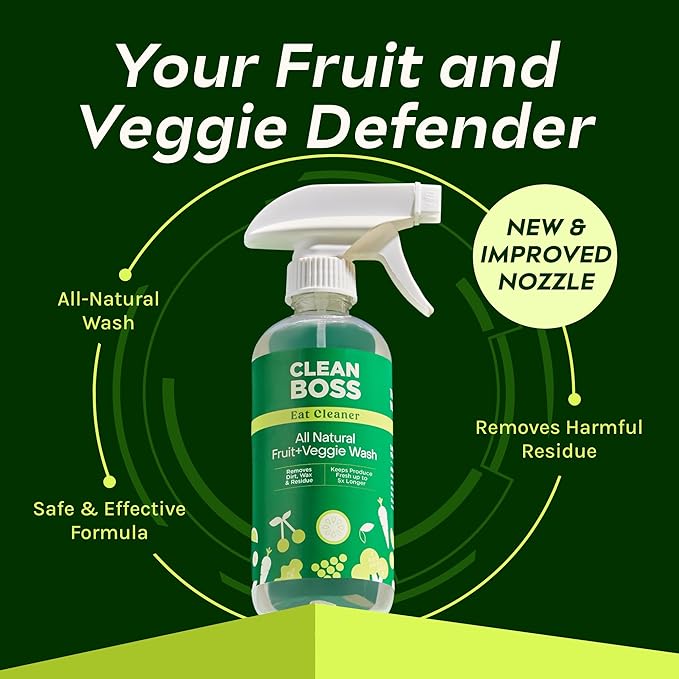 CleanBoss - Eat Cleaner 12 oz (3 Pack) with one Trigger - Keeps Produce Fresh Vegan Gluten Free