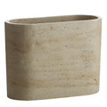 Natural Travertine Textures Mini Trash Can Small Counter Rectangle Trash Can for Bathroom Kitchen Table Desk Tiny Waste Basket for Vanity - Silicone Pad Anti Scratch Non-Slip (Made of Resin)