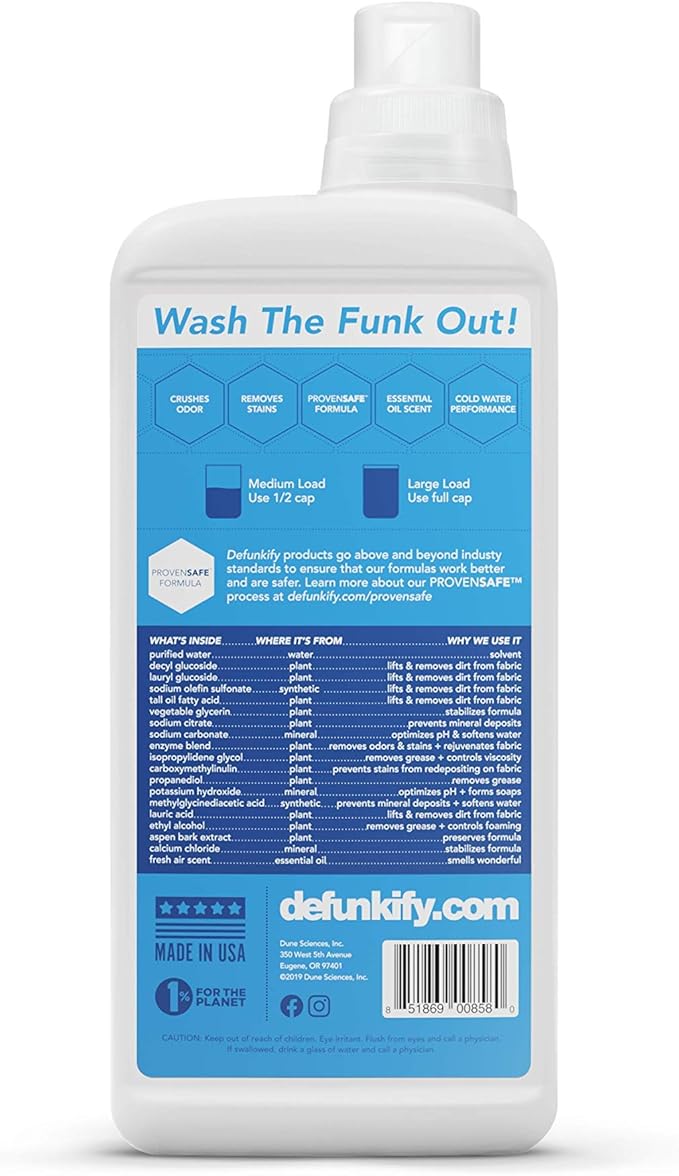 Laundry Detergent 124 Load. Crisp Clean 'Fresh Air' Essential Oil Liquid Laundry Detergent Washing Soap for Sensitive Skin. ProvenSafe™ Cleaning Supply w/Odor &amp Stain Remover for Outdoor Gear
