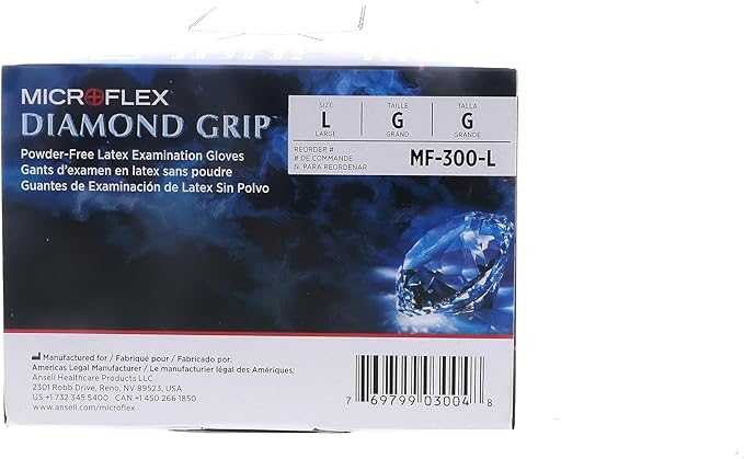 Ansell MICROFLEX Diamond Grip MF-300 Exam Standard Gloves - Size L Natural (Bundle of 200)