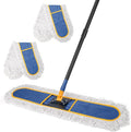 KeFanta 36 Commercial Dust Mops for Floor CleaningIndustrial Dry Wet Mop with Heavy Duty Long Handle2 Large Cotton Washable Mop Padsfor HardwoodTileConcreteLaminateGarage Floors(Blue)