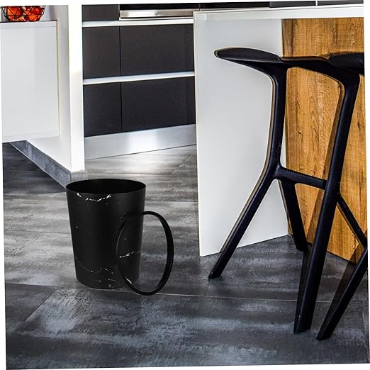 Cabilock Plastic Waste Basket Marble Pattern Large Capacity Kitchen Trash Can Office Bathroom Wastebasket Press Ring