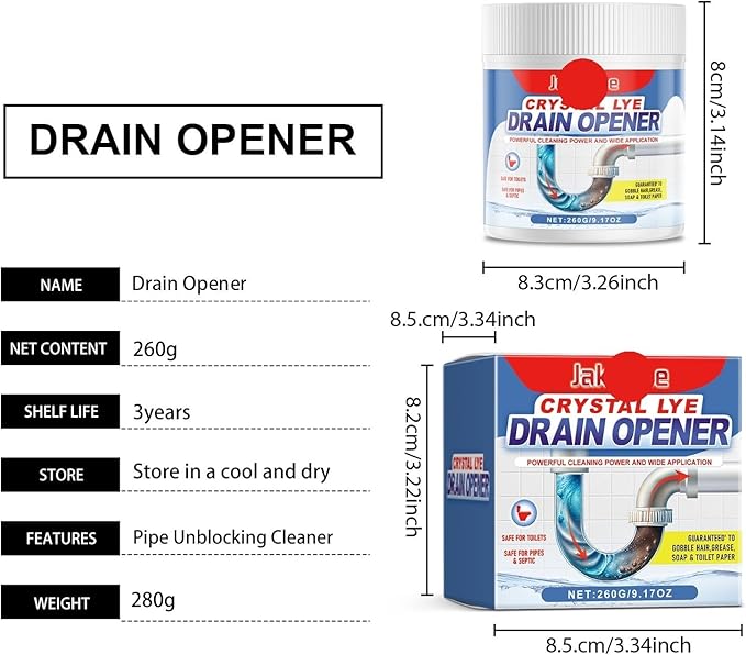 Drain Cleaner Powder - Unclog Kitchen Bathroom &amp Sink Drains | Dissolves Hair Grease &amp Soap Scum | Safe for Pipes(2PCS)