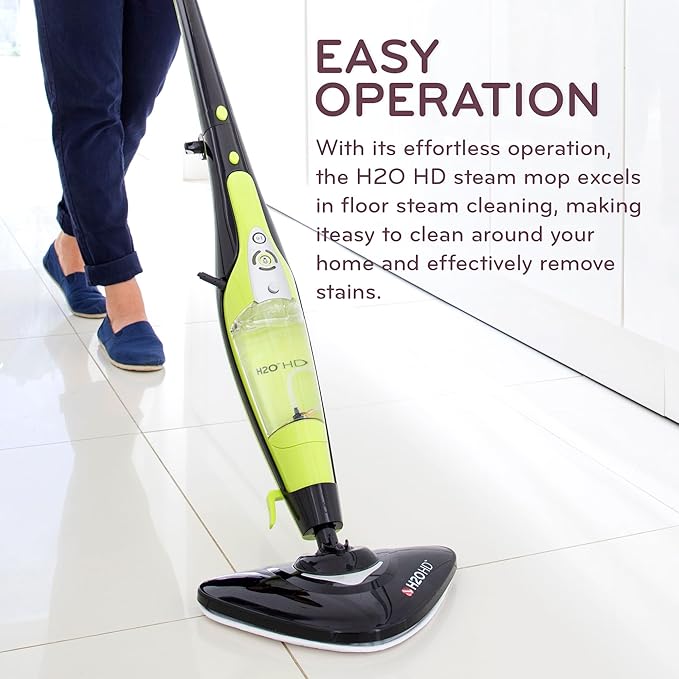 H2O HD Steam Mop &amp Handheld Steam Cleaner | 3-in-1 Floor Steamer | 1500W Power &amp 450ml Removable Tank | Foldable Storage | Hardwood Tile &amp Laminate Cleaner