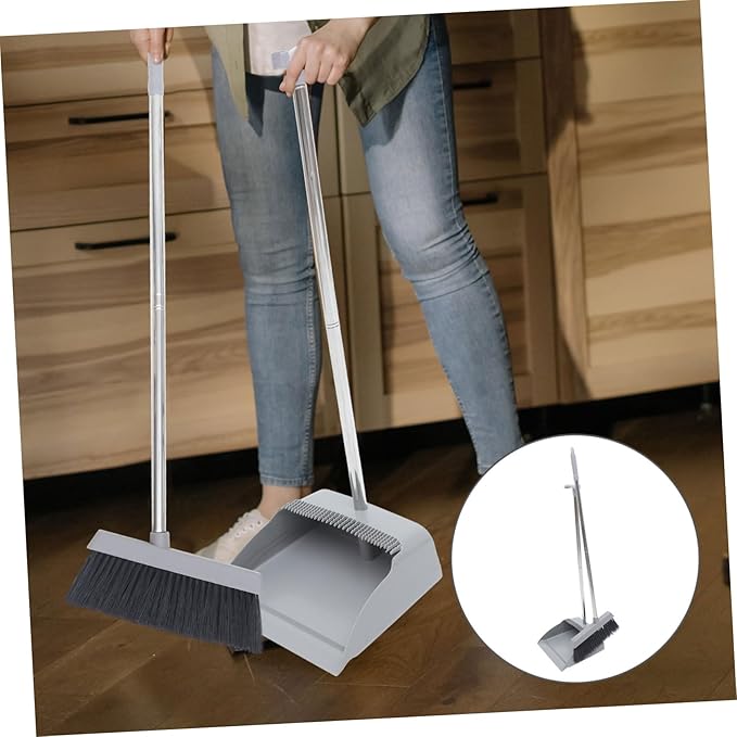 1Set Long Handle Broom and Dustpan for Home Soft Bristles Cleaning Accessories Durable and Ergonomic Design for Effortless Floor Sweeping