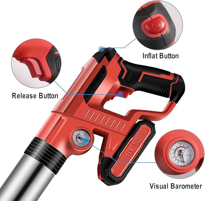 Electric Toilet Plunger with 2 batteriesDrain Clog Remover ToolsHigh Pressure Air Toilet Plungers Heavy Duty Plunger For ToiletBathroomFloor DrainSewerPipeRED